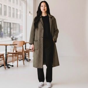 LORO PIANA Cashmere Herringbone Long Sweater Coat Cardigan 46 10 Chevron Luxury